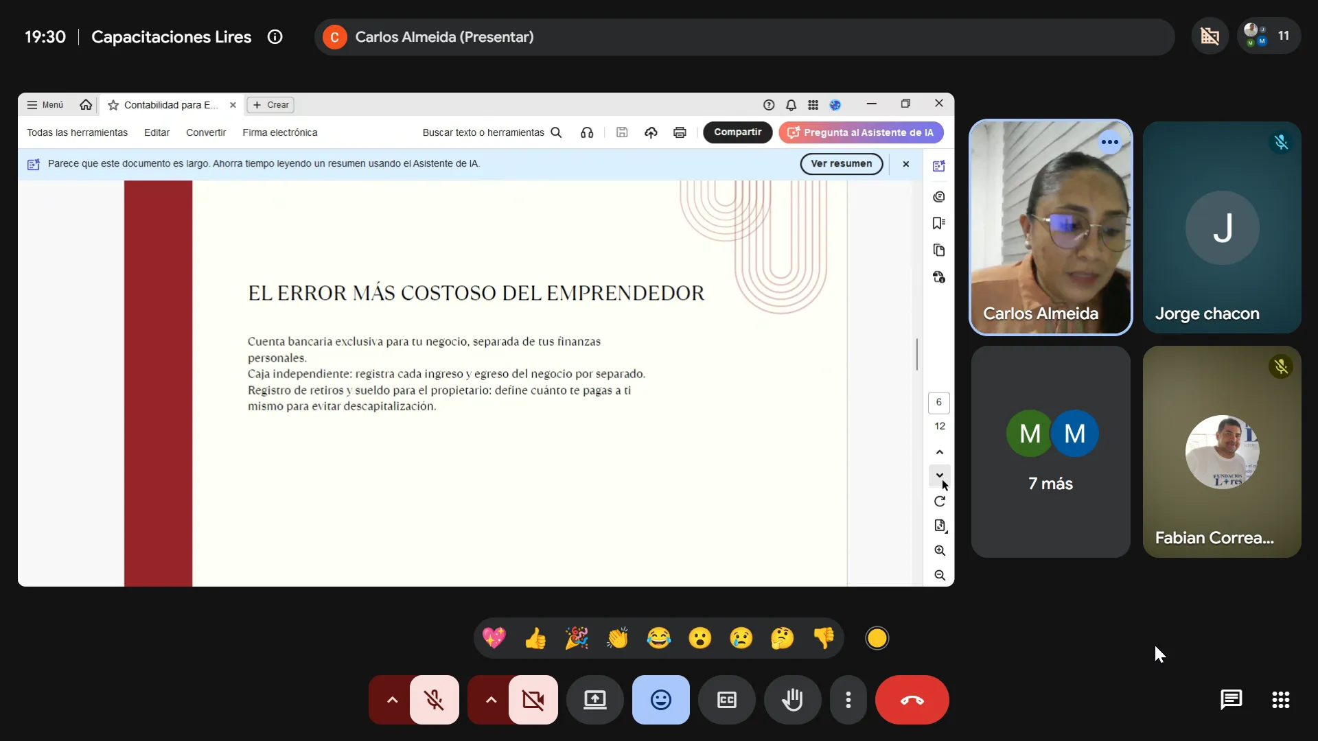 Capacitación de contabilidad para emprendedores de LIRES